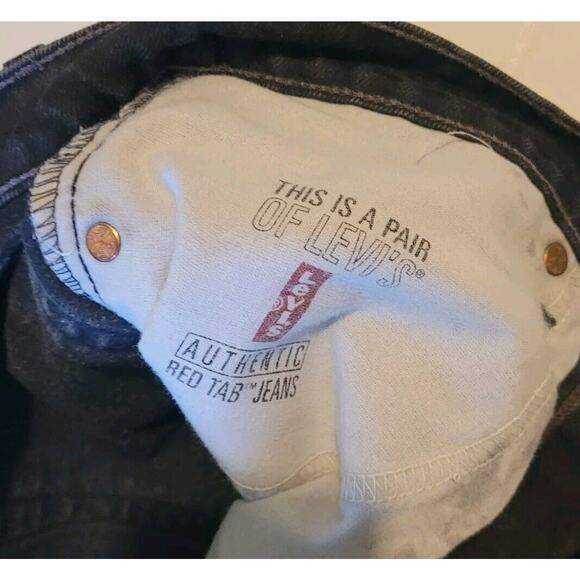 Vintage Levi's 505 Black Jeans 33x32 Regular Fit Straight Leg 90's Light Fade - Picture 5 of 14